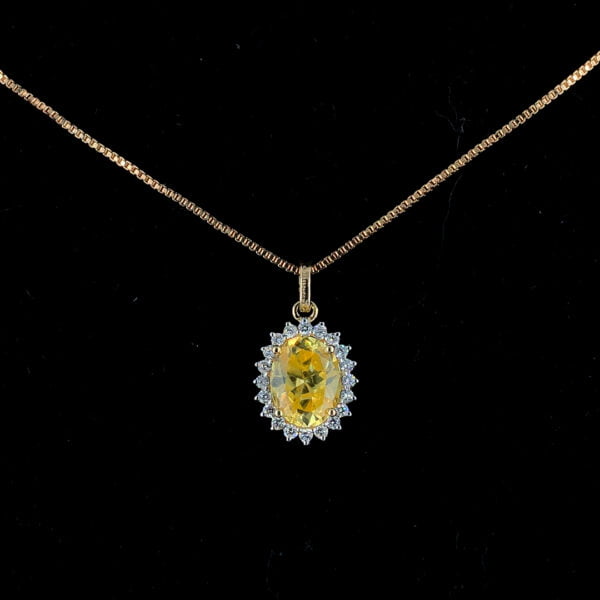 Oval yellow shape diamond Pendant