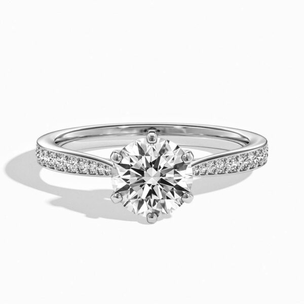 2 CT Diamond Ring in Round Cut in 14K White Gold