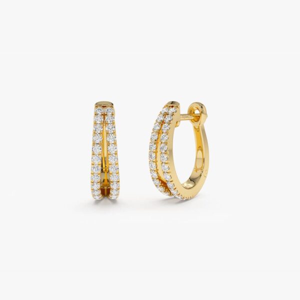 0.50 CT Double Hoop Diamond Earrings in 14K Gold
