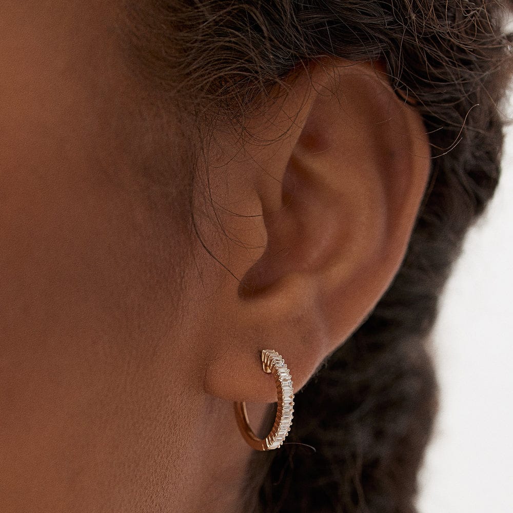 0.48CT Baguette Diamond Hoop Earrings in 14K Gold - Image 3