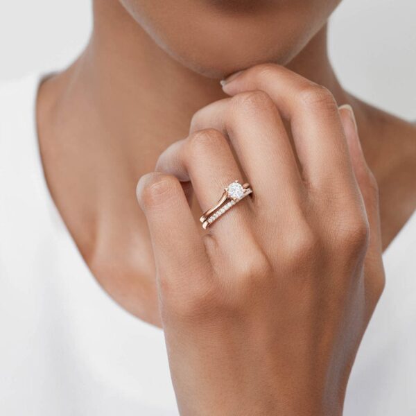 Solitaire Diamond Engagement Ring With Twisted Setting - Image 4