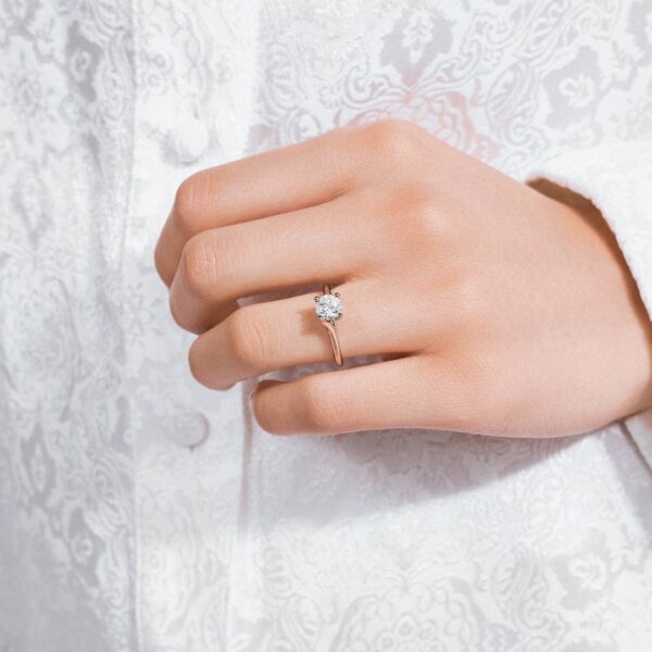 Solitaire Diamond Engagement Ring With Twisted Setting - Image 3